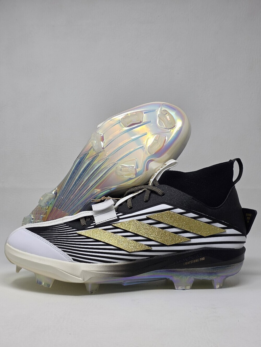 adidas Adizero Edge+ Cleats 'Core Black/Gold Metallic JQ7464 Men’s Size 14 New